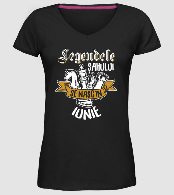 Legendele șahului se nasc în iunie model negru pe tricou