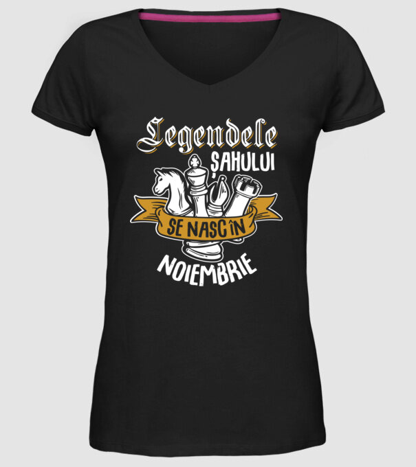 Legendele șahului se nasc în noiembrie model negru pe tricou