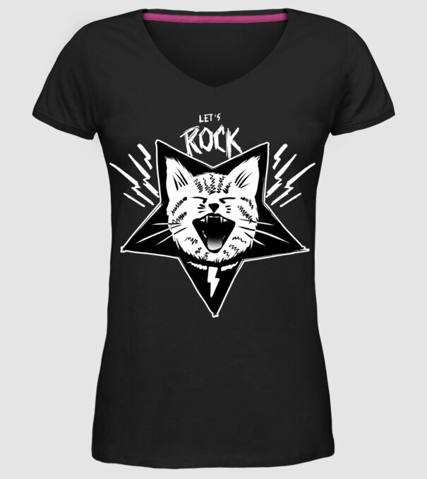 Let's rock model negru pe tricou