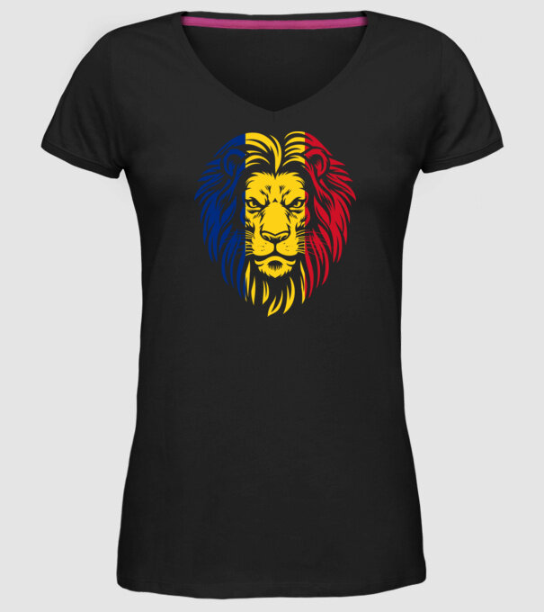 Leul românesc model negru pe tricou