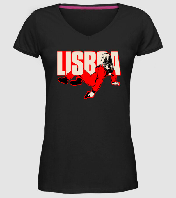 lisboa la casa de papel model negru pe tricou