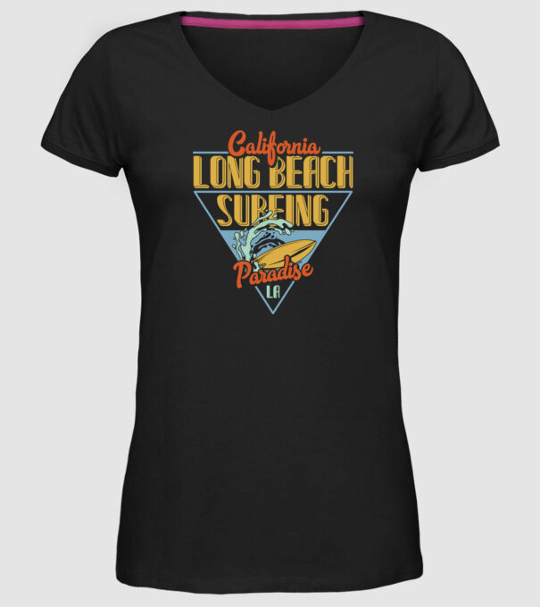 Long Beach model negru pe tricou