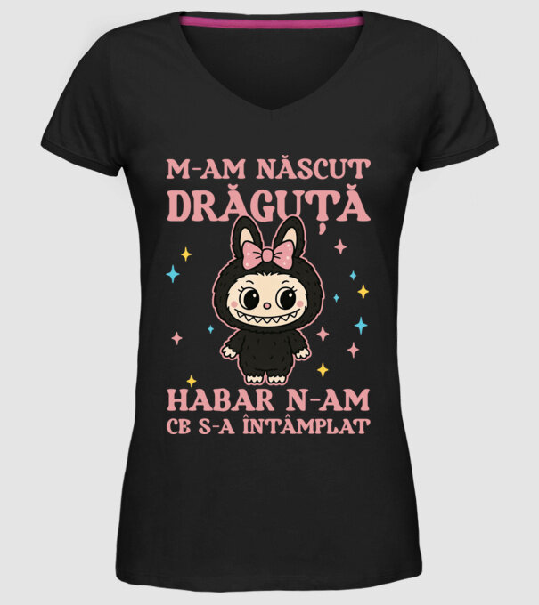 M-am născut drăguță model negru pe tricou