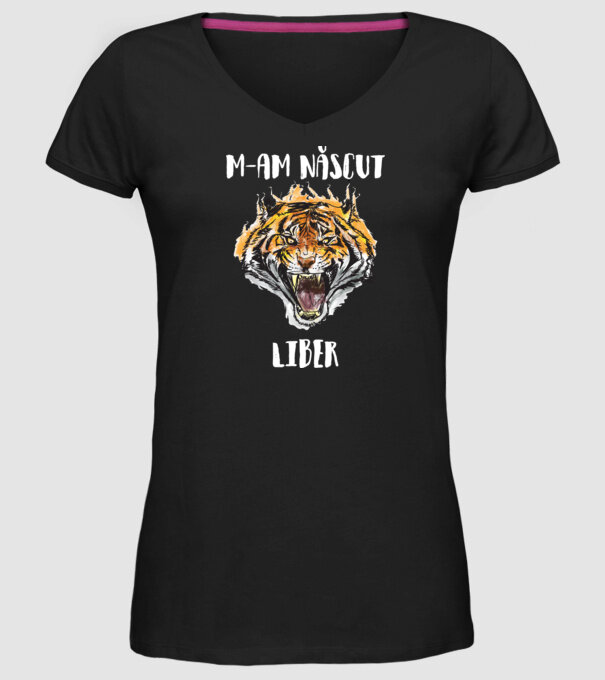 m-am născut liber model negru pe tricou