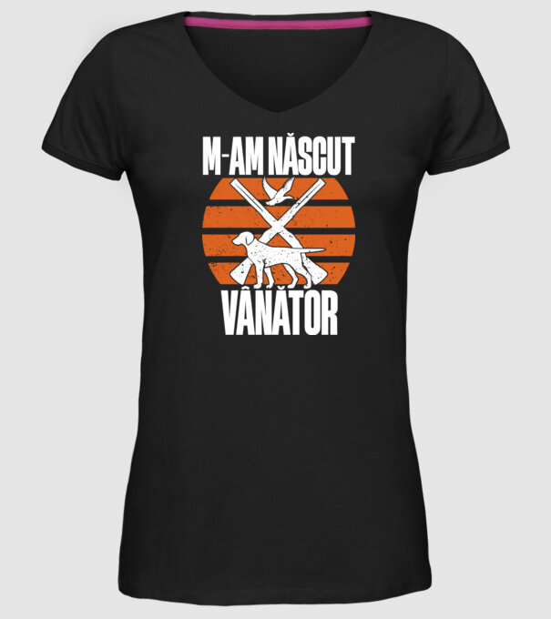 M-am născut vânător model negru pe tricou
