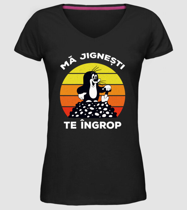 mă jignești, te îngrop model negru pe tricou