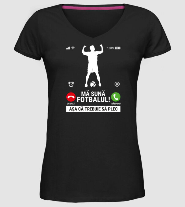 Mă sună fotbalul model negru pe tricou