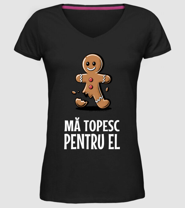 Mă topesc pentru el Negru model negru pe tricou
