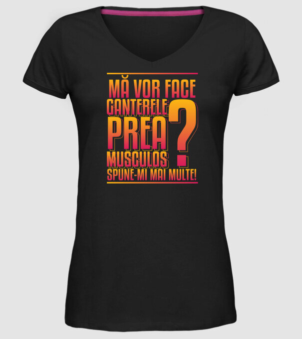 Mă vor face ganterele prea musculos? spune-mi mai multe! model negru pe tricou