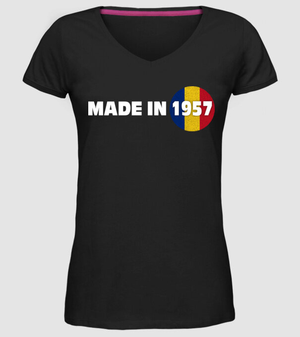 made in 1957 retro vintage model negru pe tricou