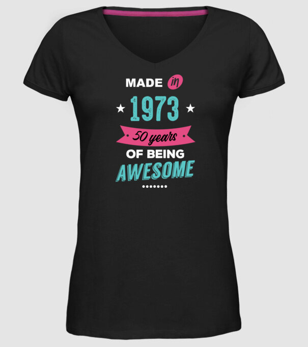 MADE IN 1973 model negru pe tricou