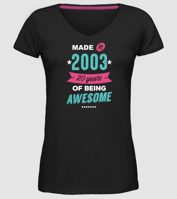 Made in 2003 model negru pe tricou