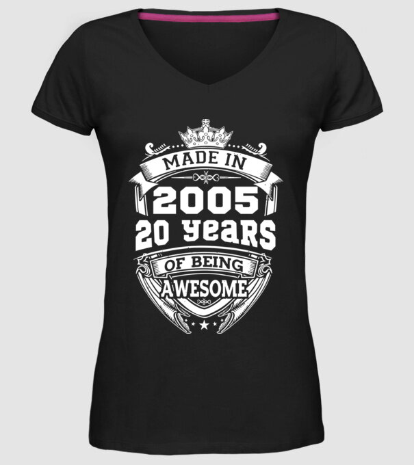Made in awesome 2005 model negru pe tricou