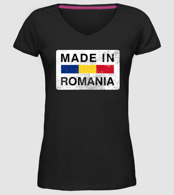 made in romania model negru pe tricou
