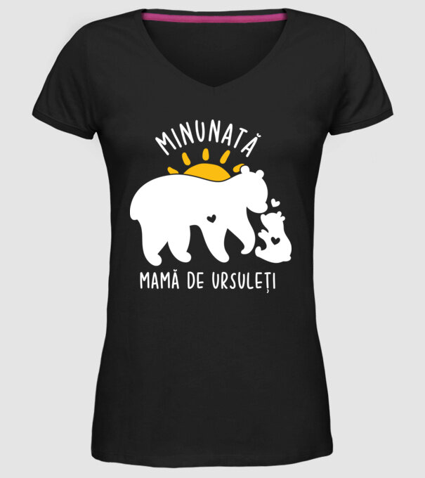 Minunată mamă de ursuleți model negru pe tricou