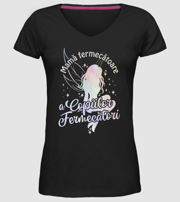 Mamă fermecătoare a copiilor fermecători model negru pe tricou
