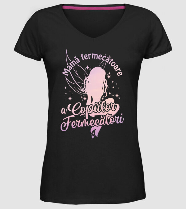 Mamă fermecătoare a copiilor fermecători model negru pe tricou