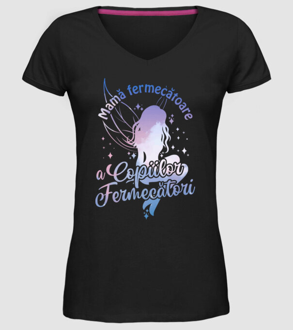 Mamă fermecătoare a copiilor fermecători model negru pe tricou