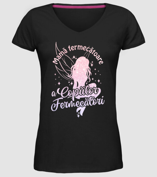 Mamă fermecătoare a copiilor fermecători model negru pe tricou