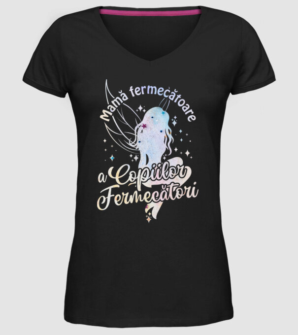 Mamă fermecătoare a copiilor fermecători model negru pe tricou
