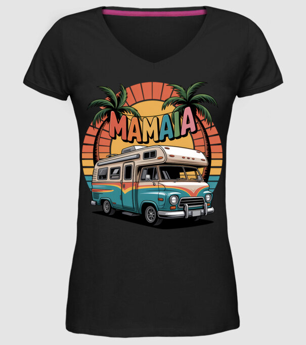 MAMAIA model negru pe tricou