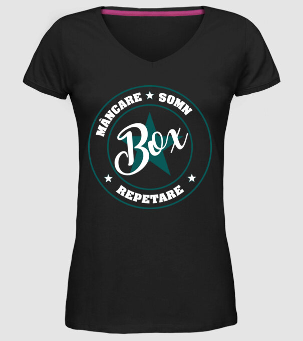 mâncare somn box reluare model negru pe tricou