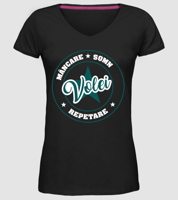 mâncare somn repetare VOLEI model negru pe tricou