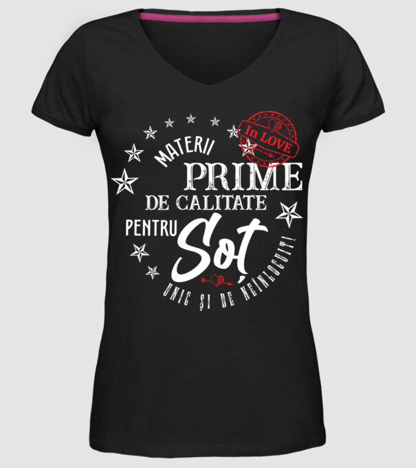 Materii prime de calitate pentru soț model negru pe tricou