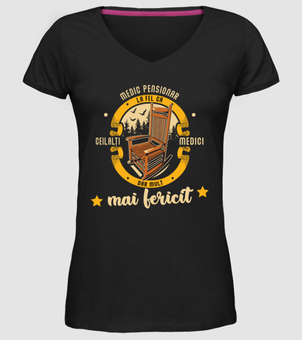 MEDIC pensionar - la fel ca ceilalți medici, dar mult mai fericit model negru pe tricou