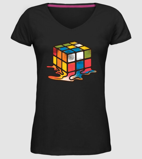 Melted Rubik model negru pe tricou