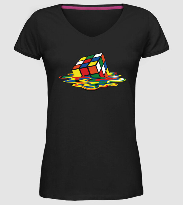 Melting Rubik model negru pe tricou