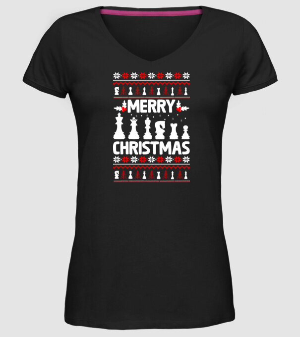 merry chessmass 2 model negru pe tricou
