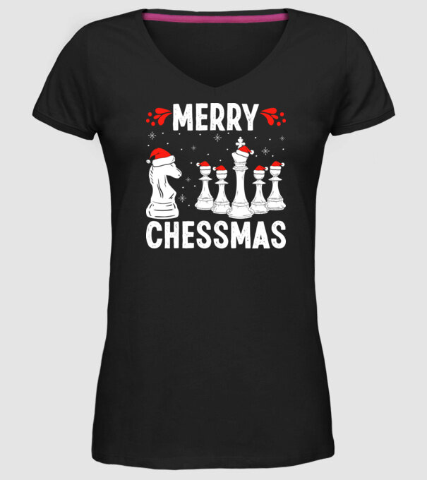 merry chessmass model negru pe tricou