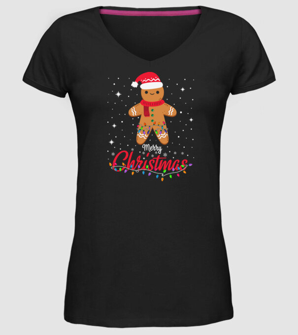 Merry christmas cookie model negru pe tricou