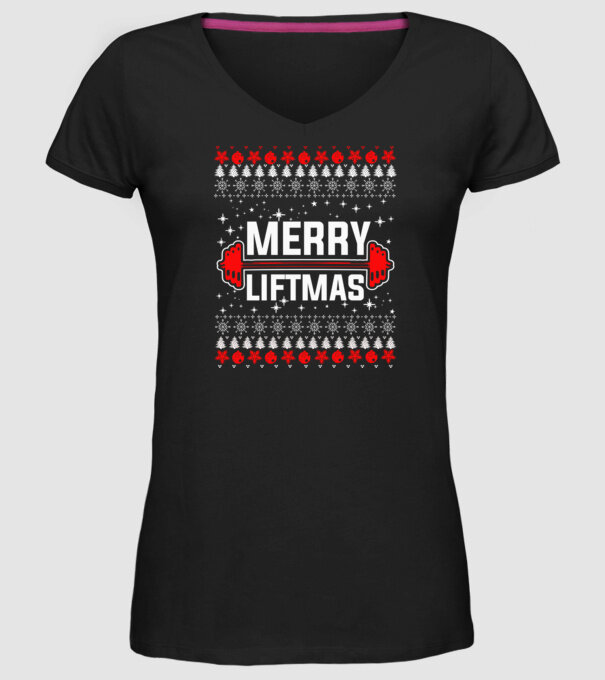 Merry liftmas 1 model negru pe tricou