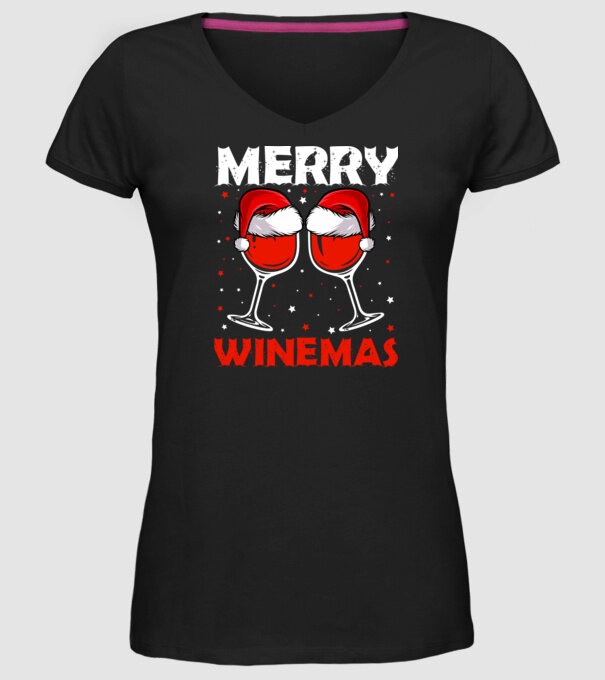Merry winemas model negru pe tricou