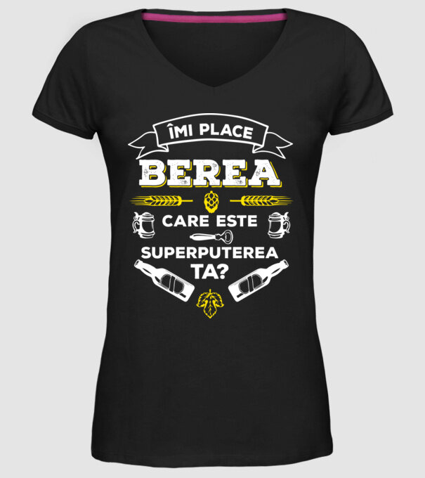 îmi place berea, care este superputerea ta? model negru pe tricou