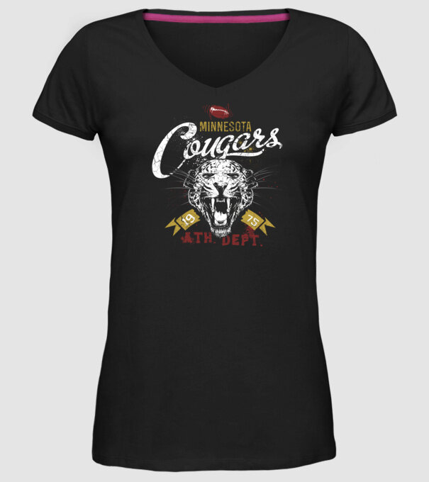 Minesota Cougars  TEXTURED model negru pe tricou
