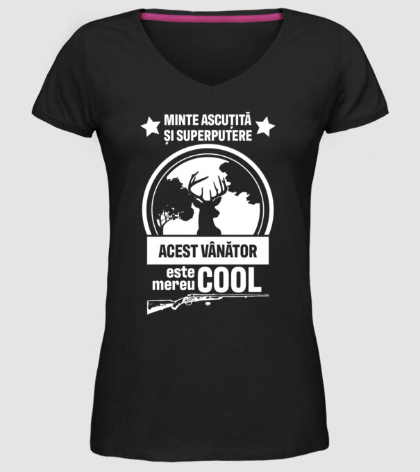 minte ascuțită și superputere acest vânător este mereu cool model negru pe tricou