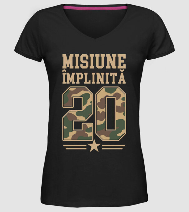 Misiune împlinită 20 model negru pe tricou