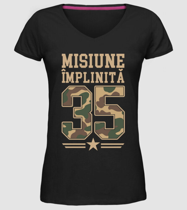 Misiune împlinită 35 model negru pe tricou