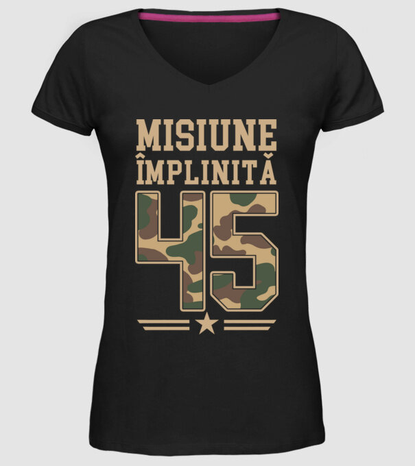 Misiune împlinită 45 model negru pe tricou