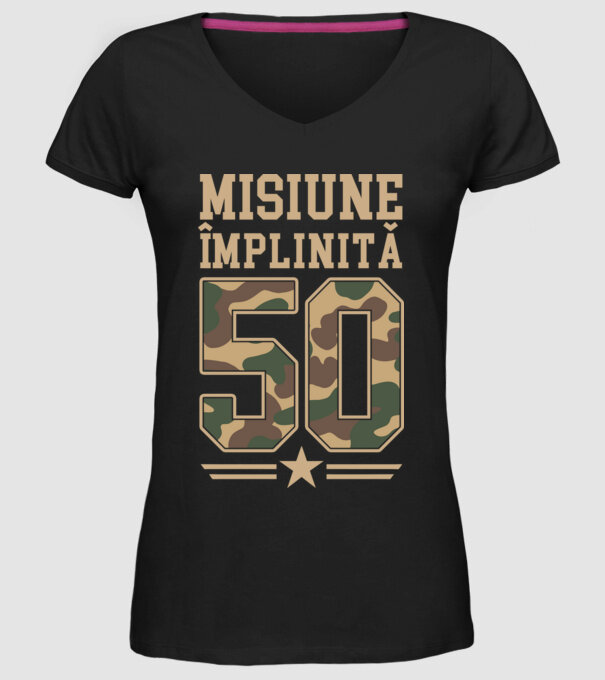 Misiune împlinită 50 model negru pe tricou