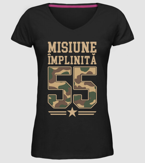 Misiune împlinită 55 model negru pe tricou