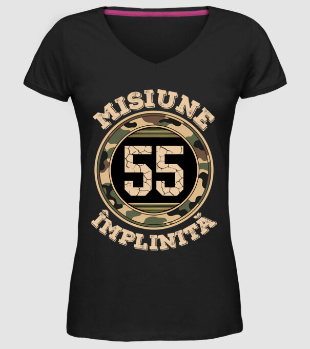 Misiune împlinită 55 model negru pe tricou