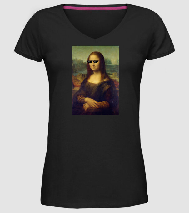 Mona Lisa Deal with it model negru pe tricou