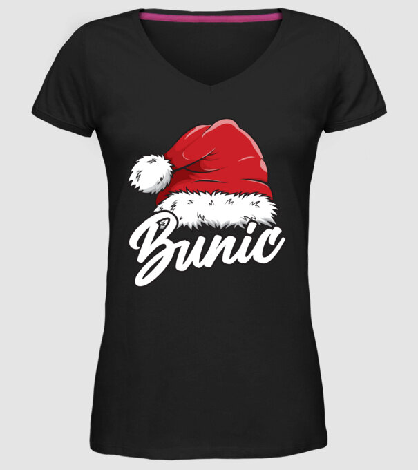 bunic Santa Hat model negru pe tricou