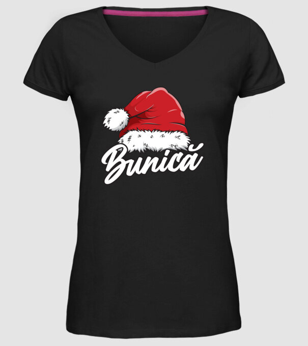 bunică Santa Hat model negru pe tricou