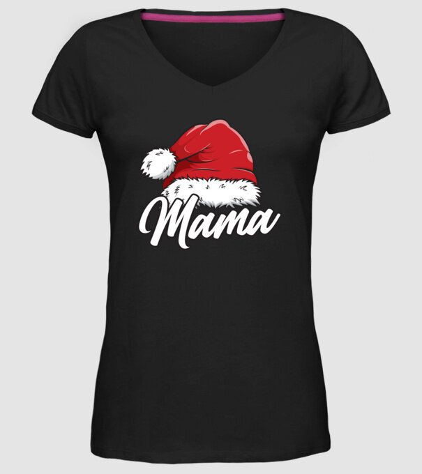 mama Santa Hat model negru pe tricou
