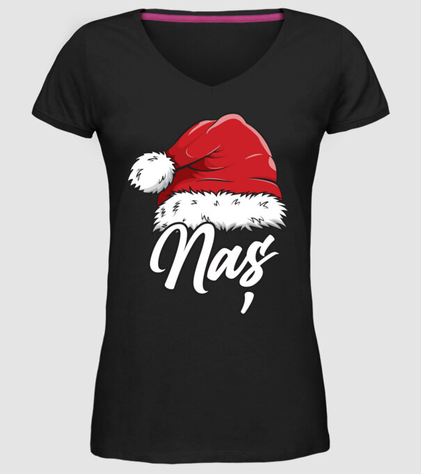 naș Santa Hat model negru pe tricou